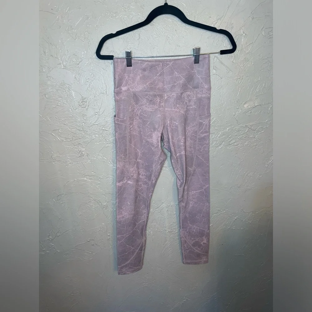 Zyia Pink Digital Granite Pocket Light N Tight Hi-Rise 7/8 leggings size 4